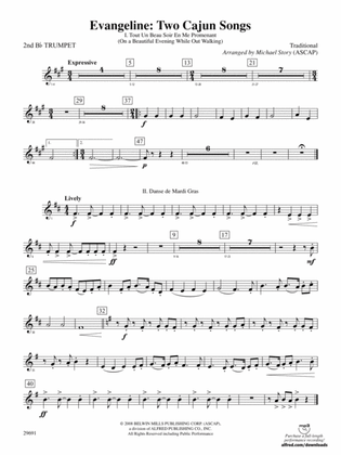 Evangeline: Two Cajun Songs: 2nd B-flat Trumpet