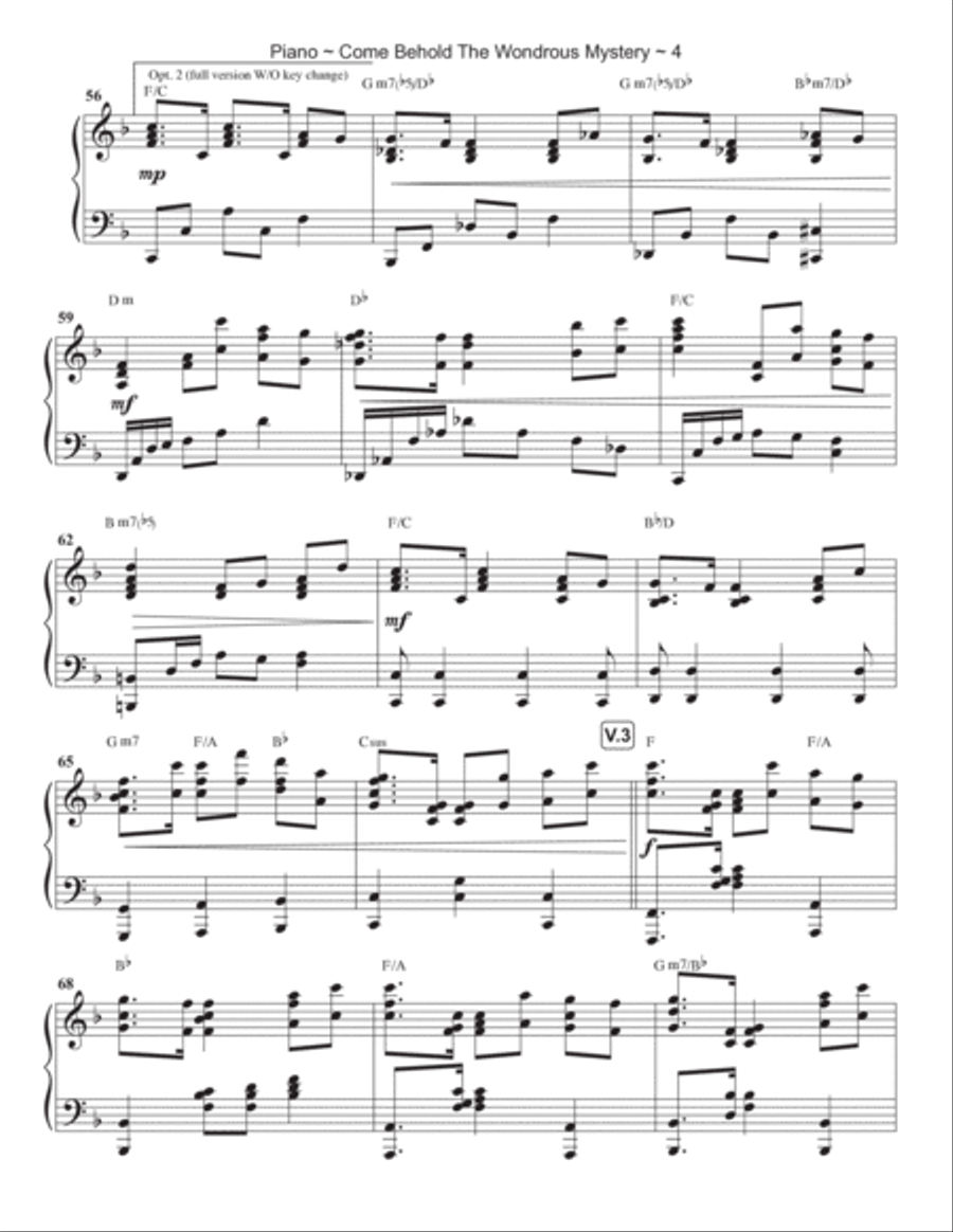 Come Behold The Wondrous Mystery Piano Solo scores gallery preview page 5