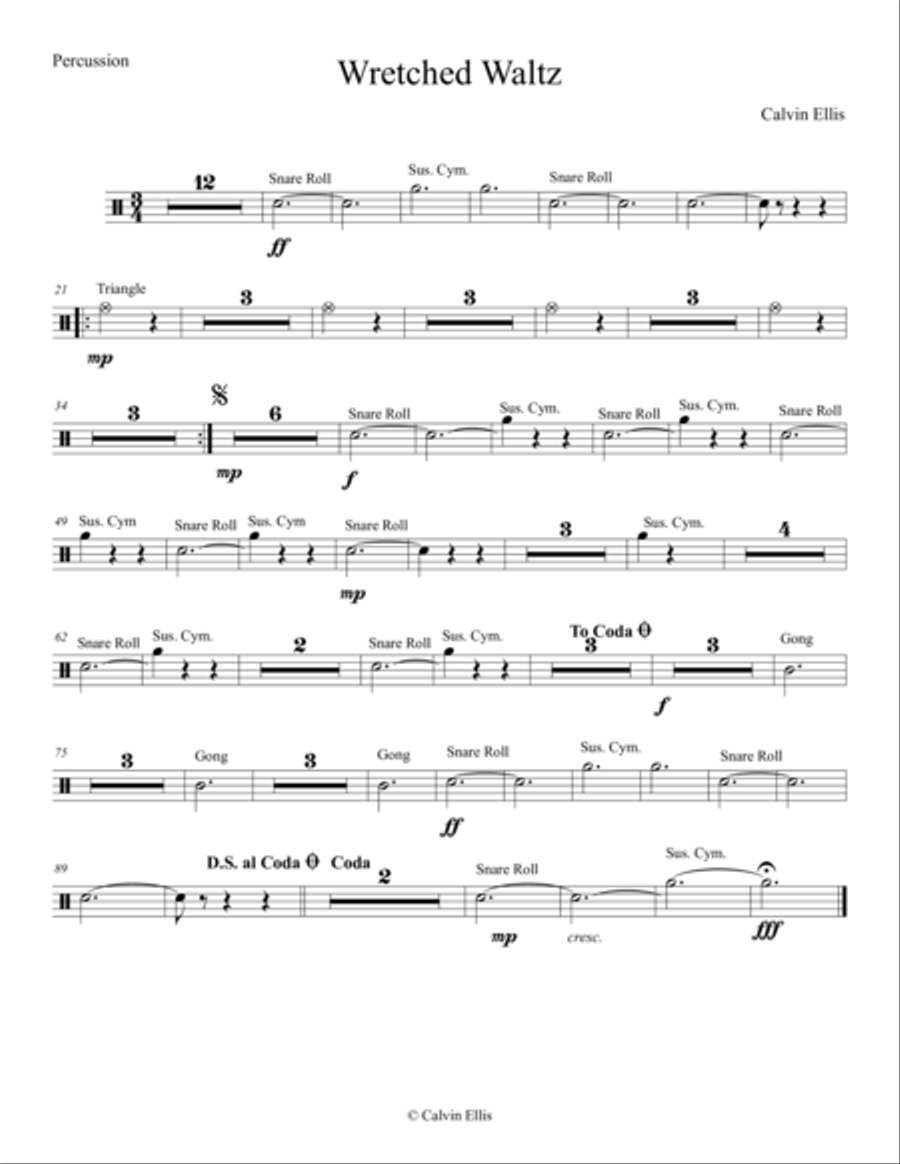 Wretched Waltz (Percussion Part) Drum Set scores gallery preview page 1