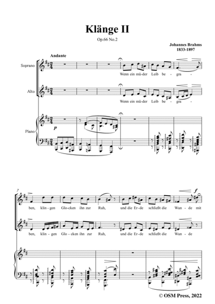 Brahms-Klange II-Sounds II,Op.66 No.2,in b minor,from Five Duets,Op.66