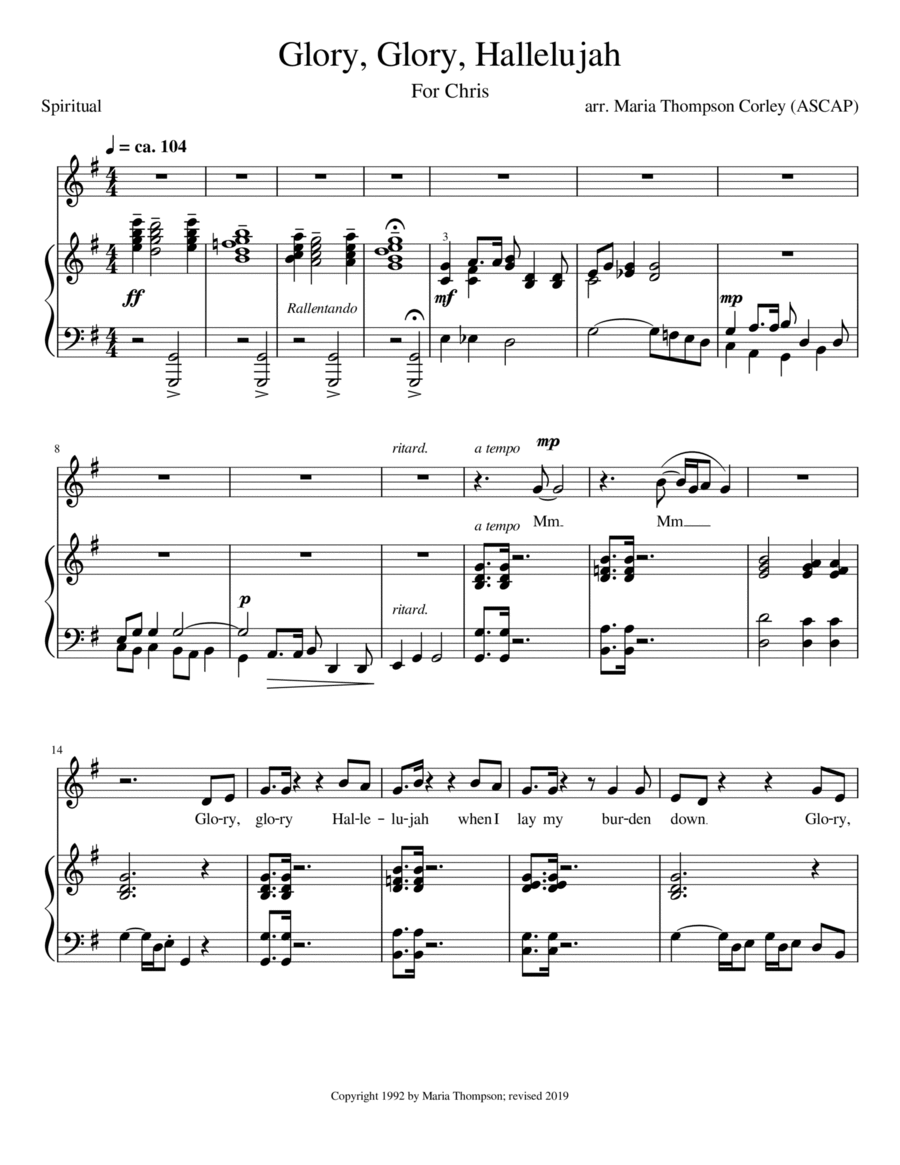 Glory, glory, Hallelujah Glory, glory, Hallelujah High Voice scores gallery preview page 1
