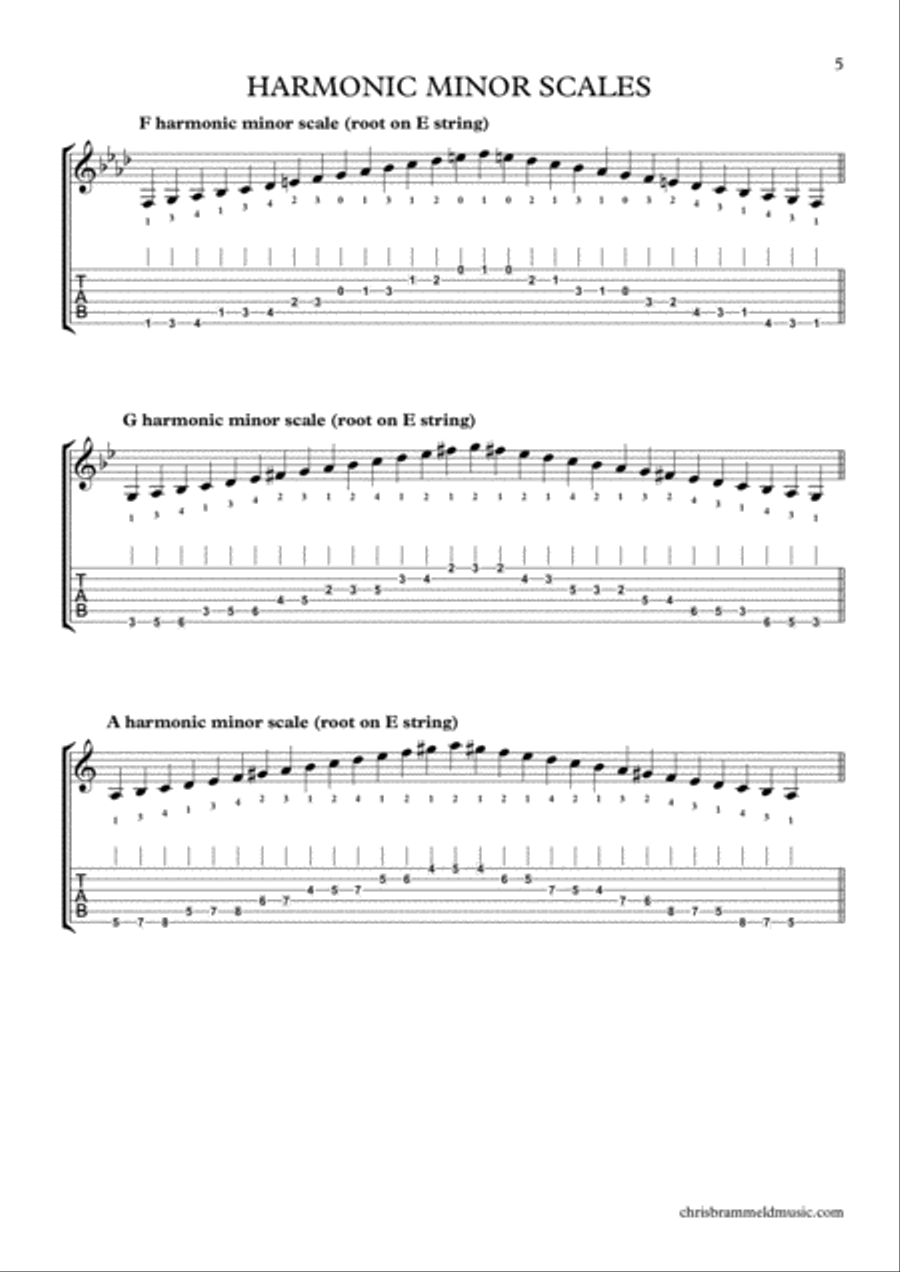 Rock School Guitar Grade 5 Scales And Arpeggios (notation and tab) Guitar Tablature scores gallery preview page 5