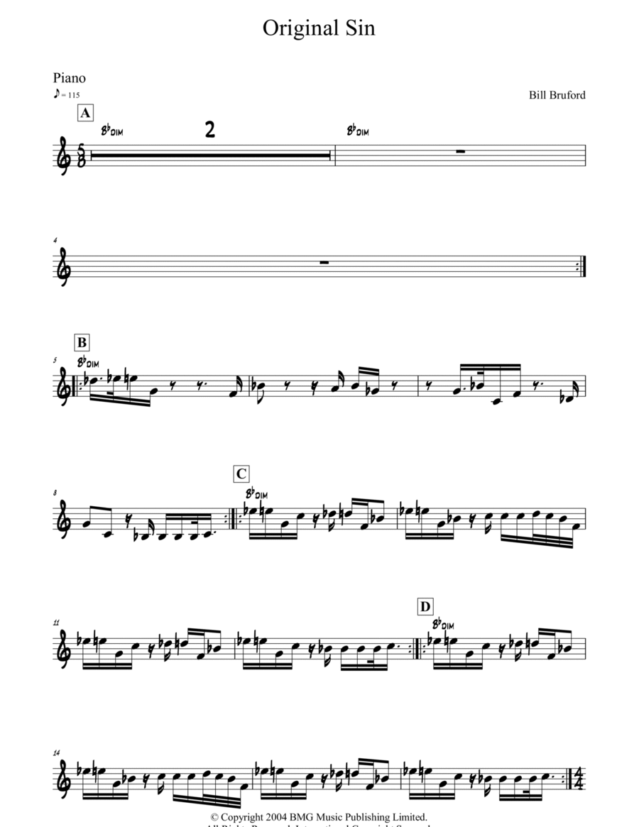 Original Sin Piano scores gallery preview page 1