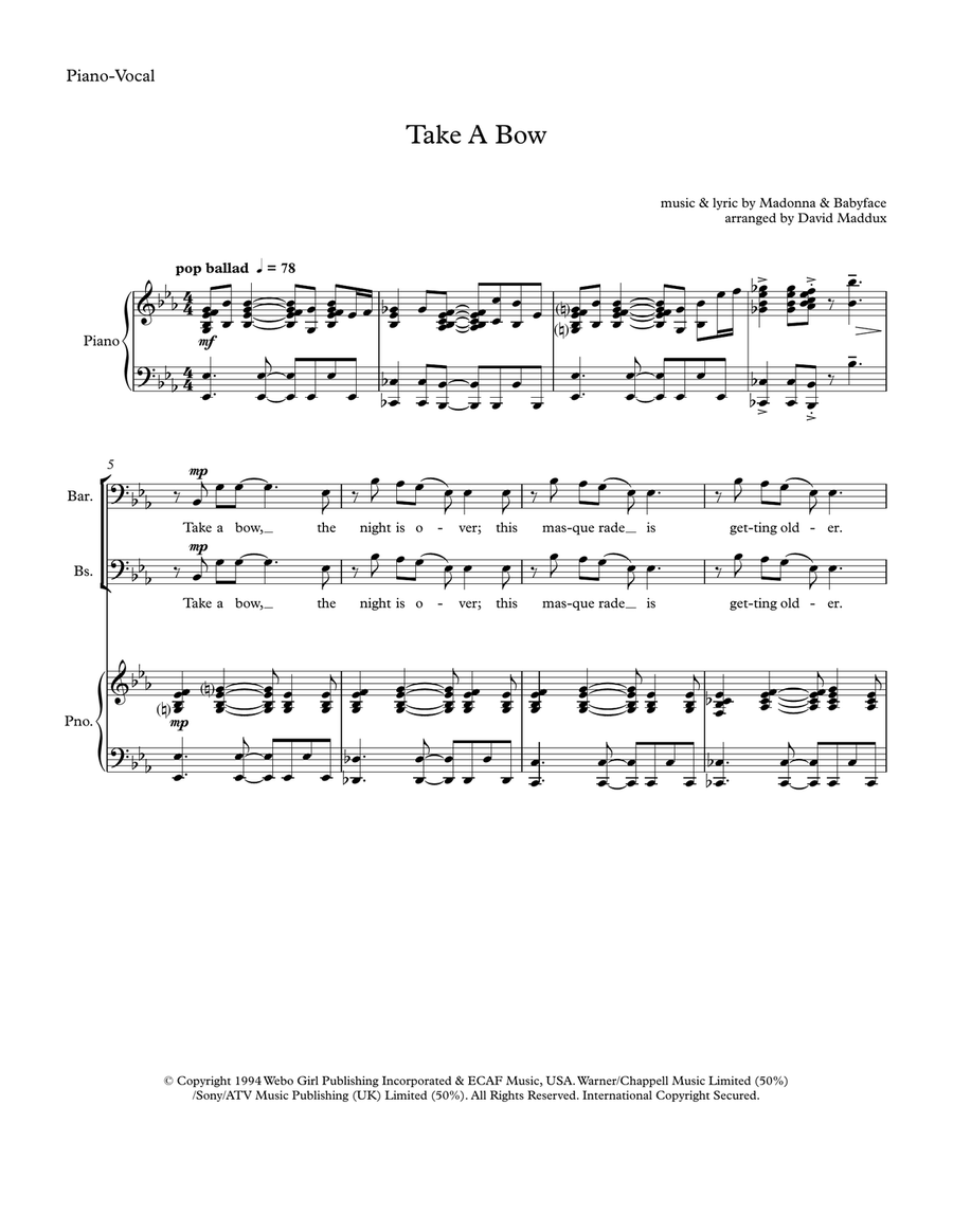 Take A Bow TTBB scores gallery preview page 1