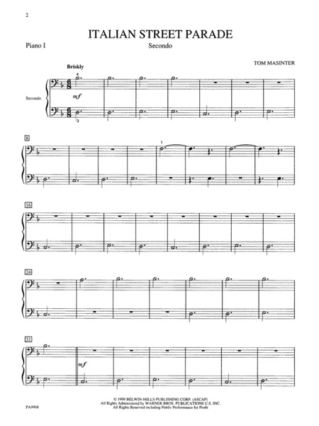 Italian Street Parade - Piano Quartet (2 Pianos, 8 Hands)