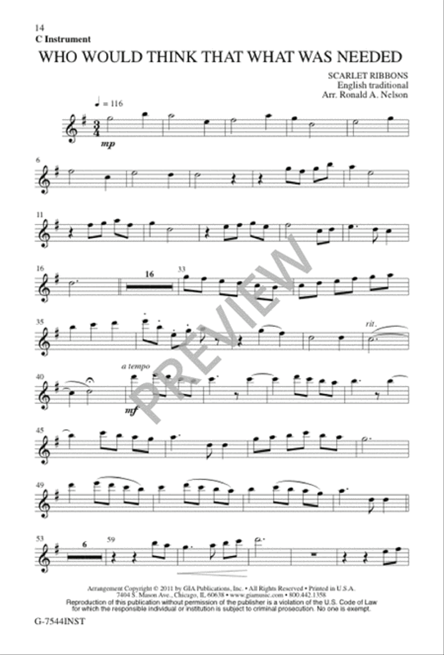 Who Would Think That What Was Needed 4-Part scores gallery preview page 14