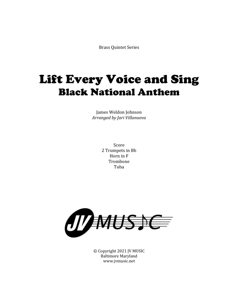 Lift Every Voice And Sing Black National Anthem for Brass Quintet image number null