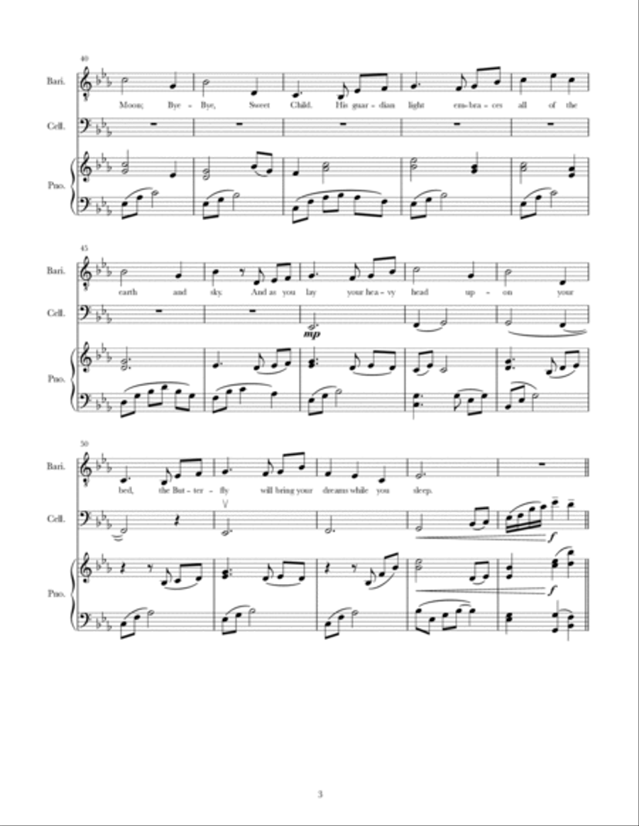 Butterfly Lullaby (song for Baritone) Medium Voice scores gallery preview page 5