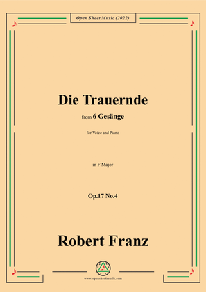 Book cover for Franz-Die Trauernde,in F Major,Op.17 No.4,from 6 Gesange