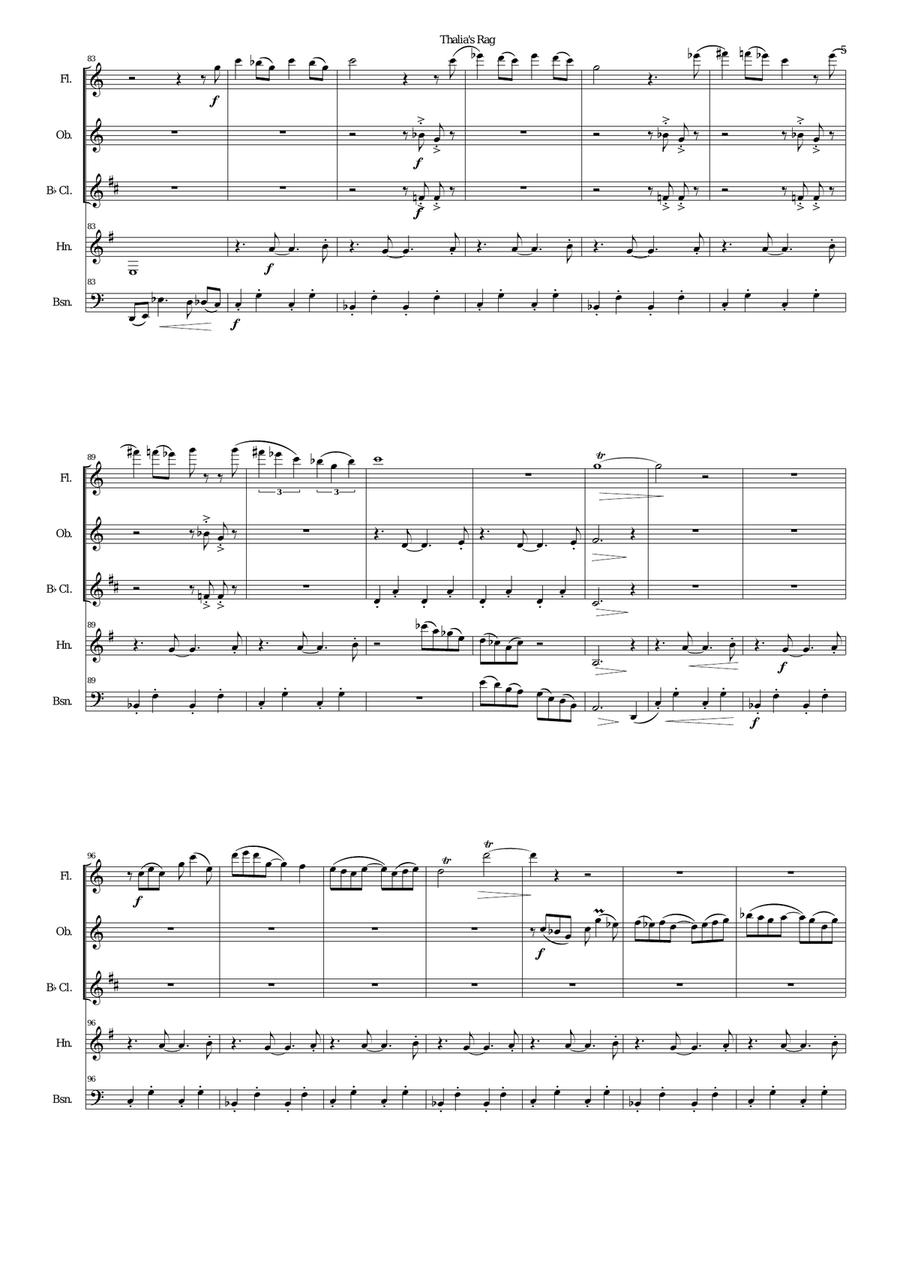 Thalia's Rag for wind quintet Woodwind Quintet scores gallery preview page 5