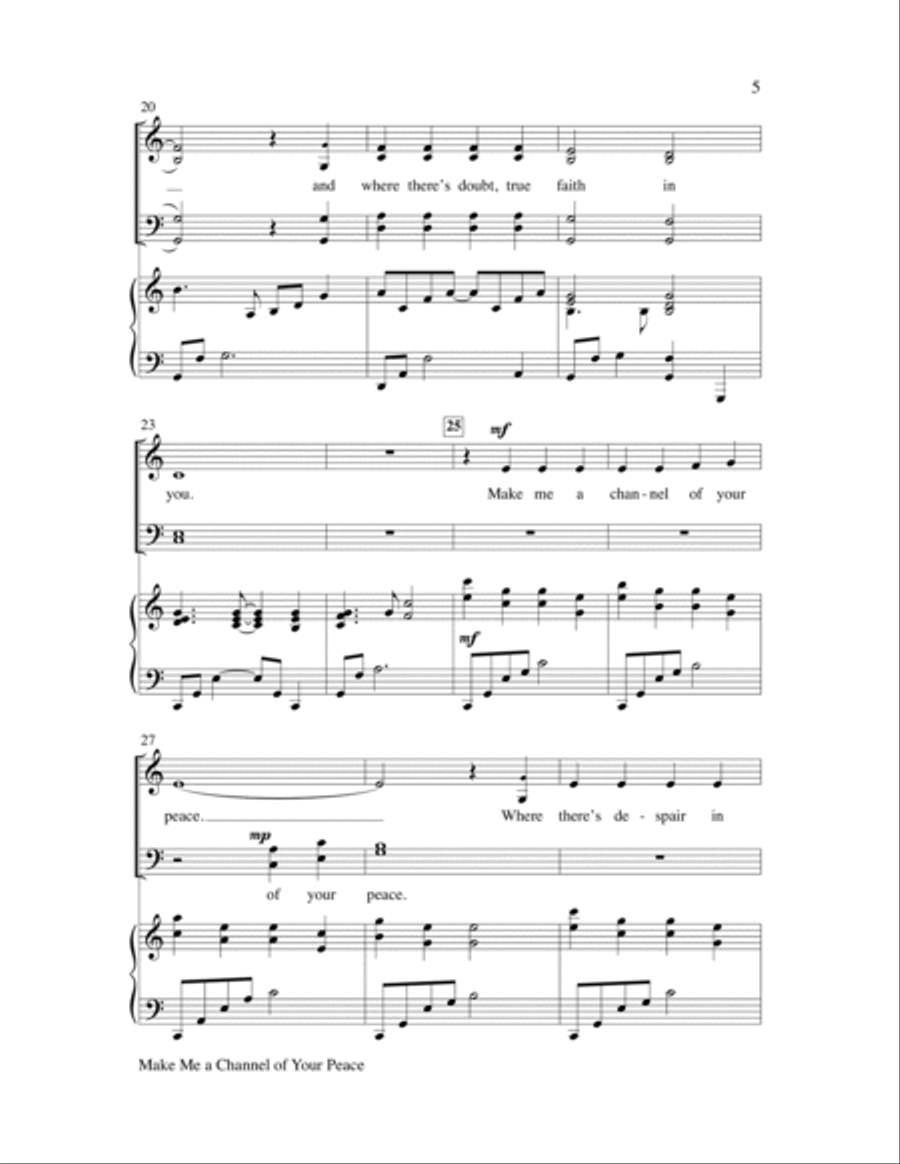 Make Me a Channel of Your Peace 4-Part scores gallery preview page 5