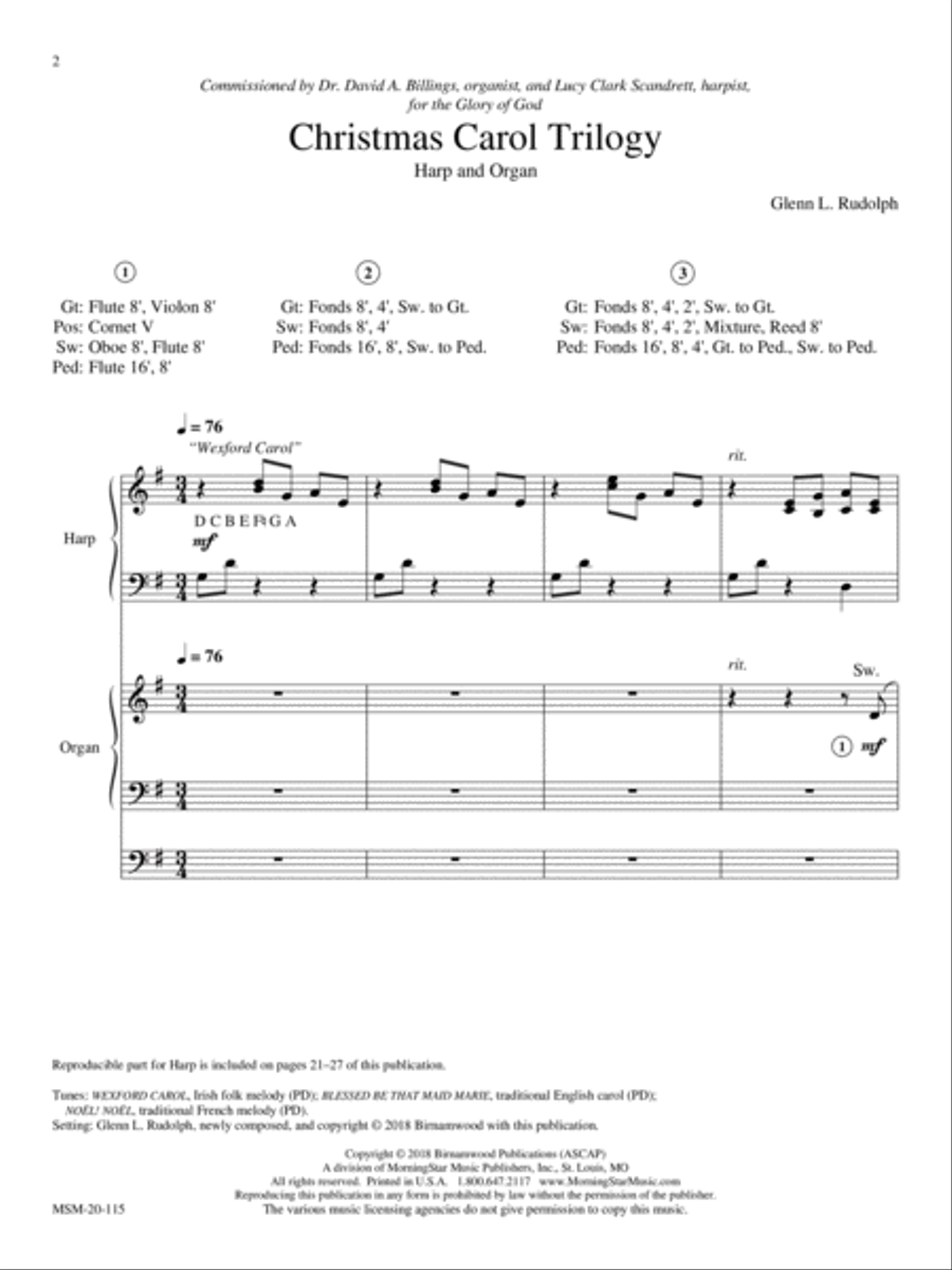 Christmas Carol Trilogy Harp scores gallery preview page 1