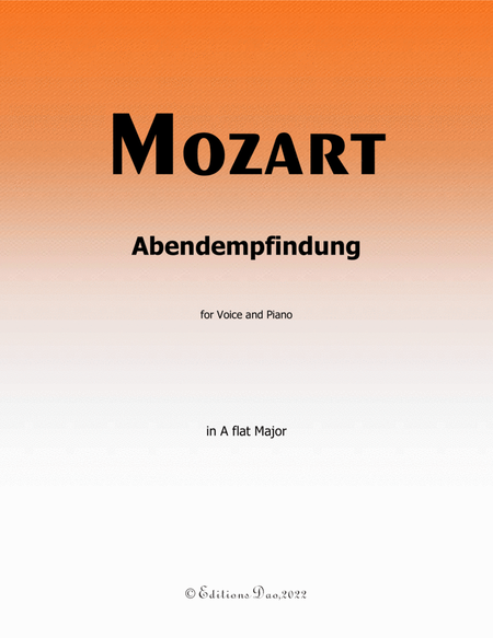 Abendempfindung, by Mozart, in A flat Major