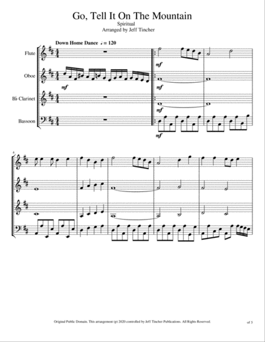 Go, Tell It On The Mountain Woodwind Quartet scores gallery preview page 2