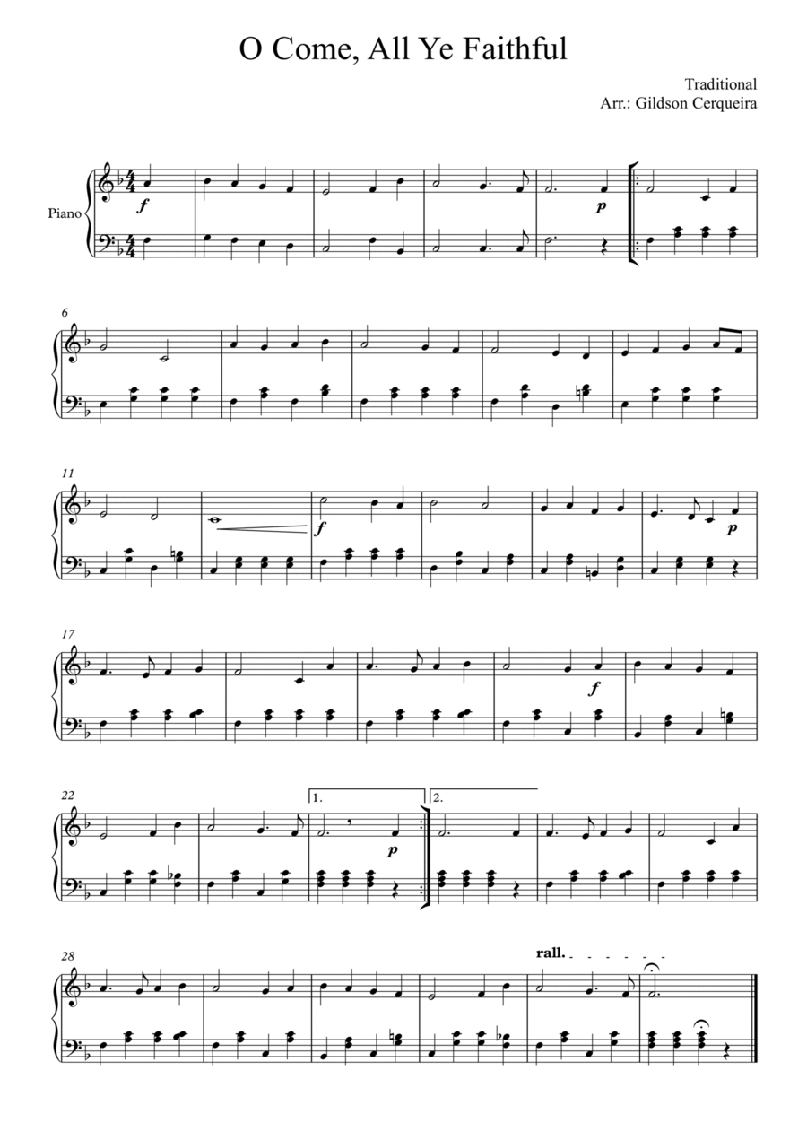O Come, All Ye Faithful (Adeste Fidelis) Piano Method scores gallery preview page 1