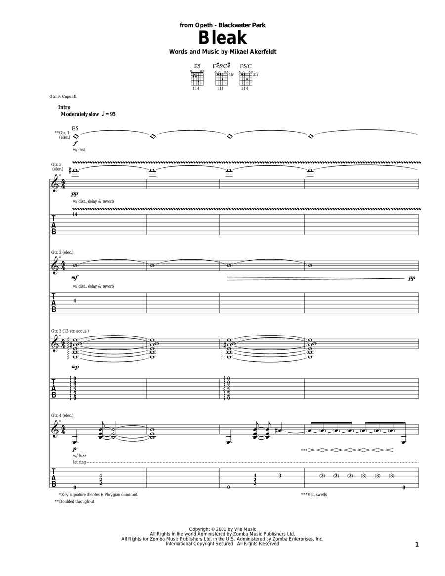 Bleak Electric Guitar scores gallery preview page 1