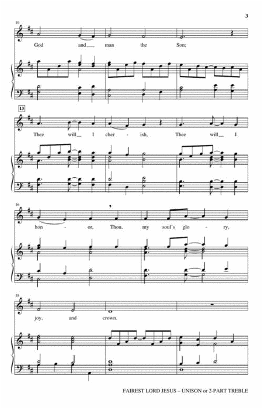 Fairest Lord Jesus Unison Choir scores gallery preview page 4