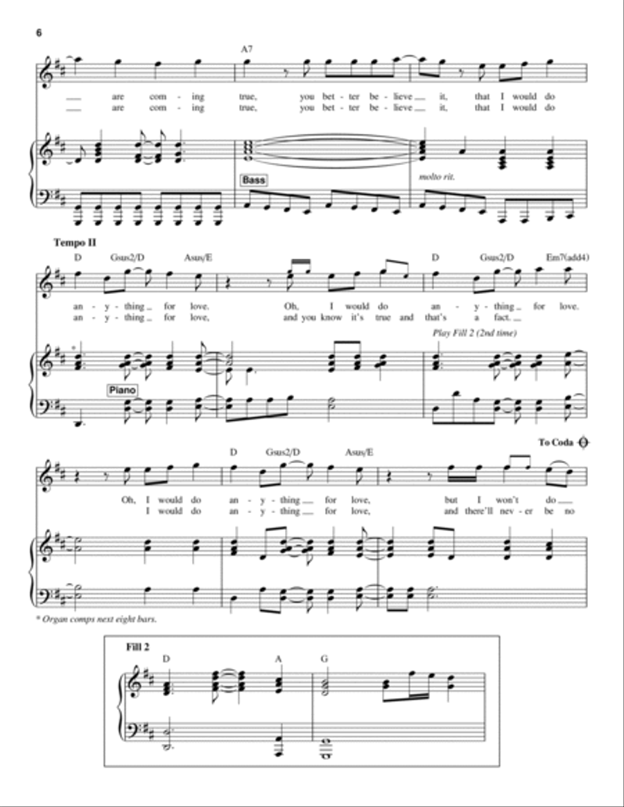 I'd Do Anything For Love (But I Won't Do That) Piano scores gallery preview page 6