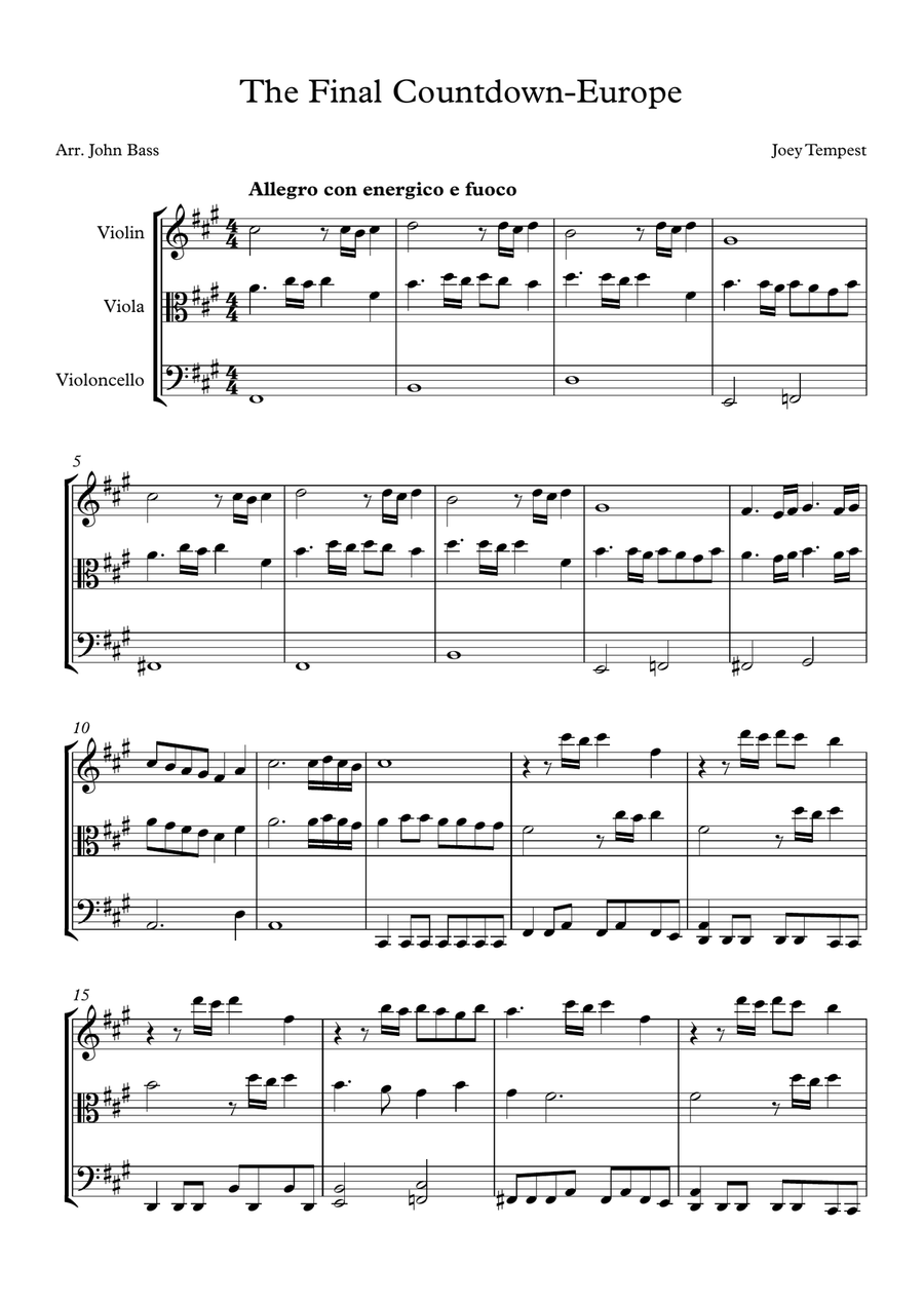 Final Countdown String Trio scores gallery preview page 1