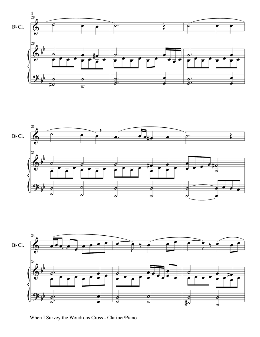 Gary Lanier: 3 HYMNS of THE CROSS (Duets for Bb Clarinet & Piano) Woodwind Duet scores gallery preview page 6