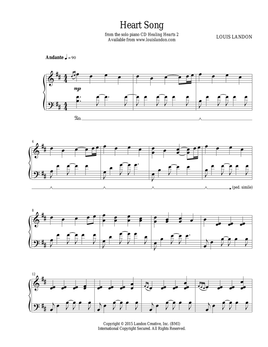 Heart Song Piano Solo scores gallery preview page 1