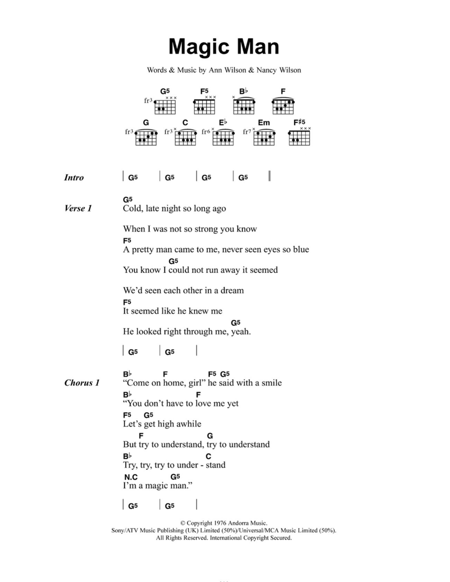 Magic Man Magic Man Acoustic Guitar scores gallery preview page 1