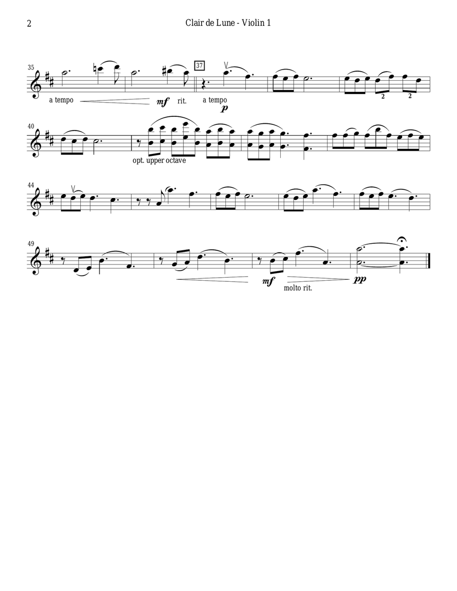Clair de Lune (Debussy) Easy String Quartet or Quintet String Quartet scores gallery preview page 2