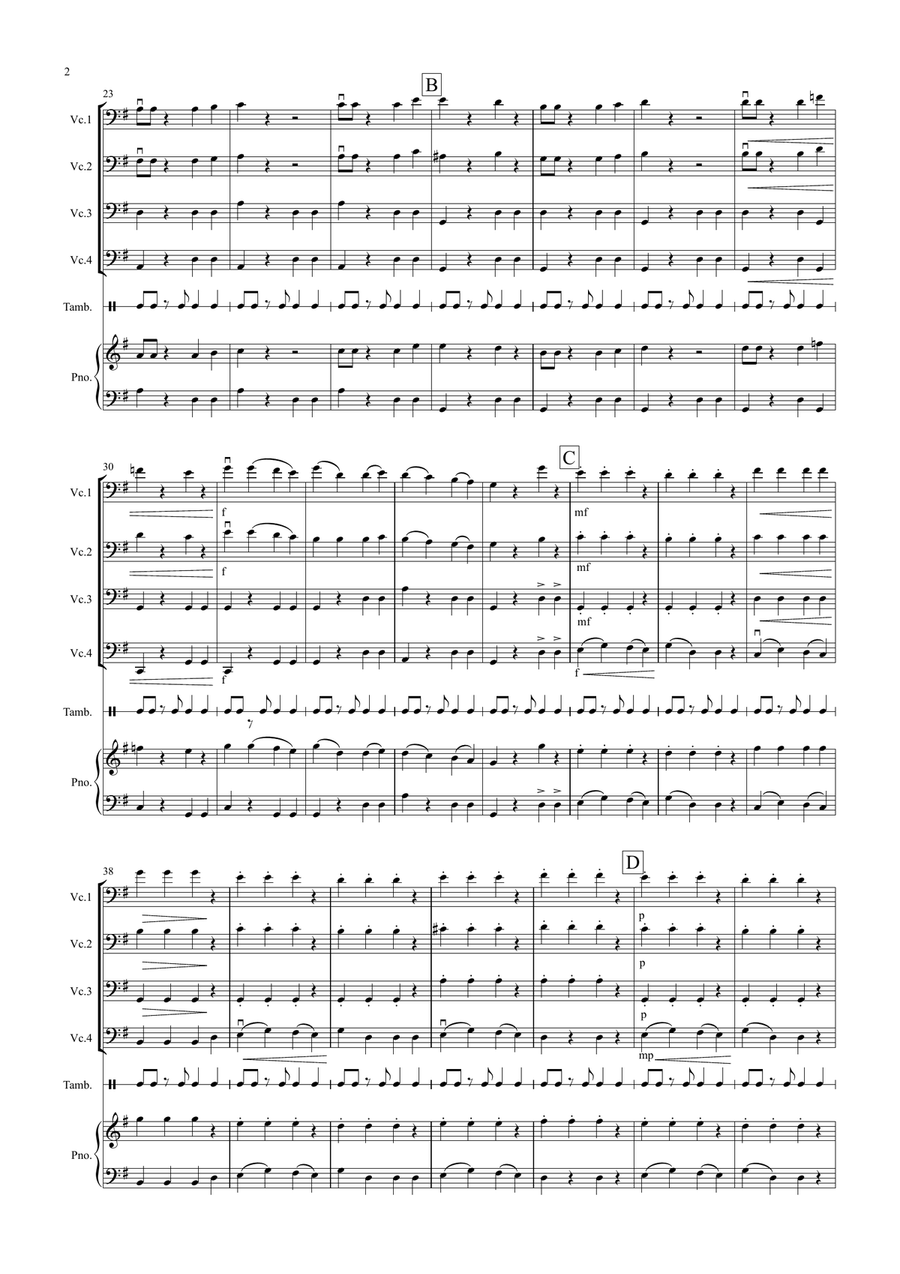 Little Tango for Beginning Cello Quartet Cello Solo scores gallery preview page 2
