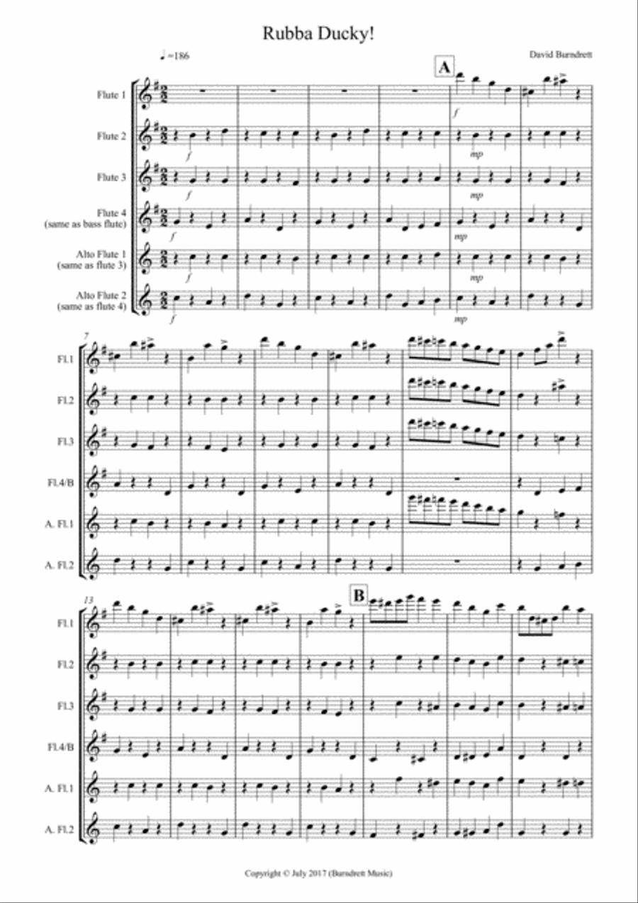 Rubba Ducky! for Flute Quartet Flute Quartet scores gallery preview page 1