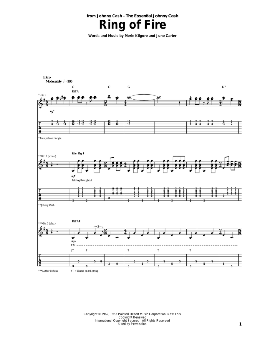 Ring Of Fire Electric Guitar scores gallery preview page 1