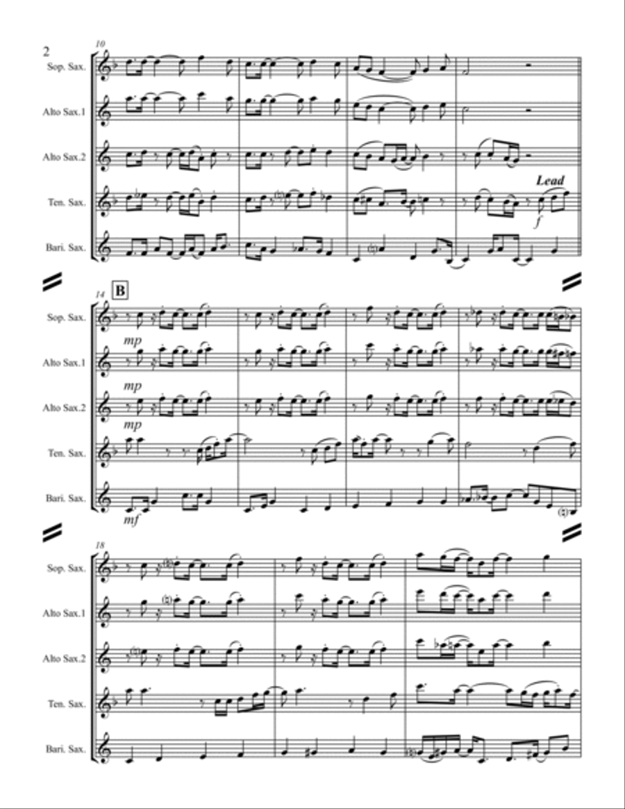 Every Time I Feel the Spirit (for Saxophone Quartet SATB or AATB) Saxophone Quartet scores gallery preview page 3