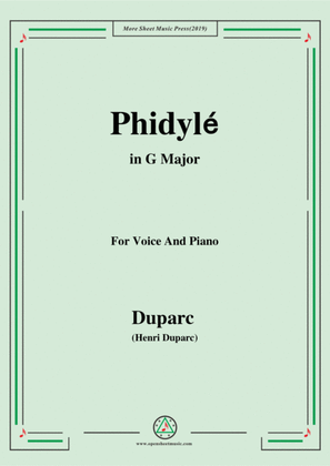 Book cover for Duparc-Phidylé in G Major,for Voice and Piano