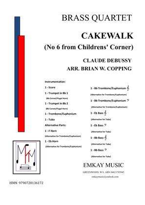 Book cover for CAKEWALK NO6 FROM CHILDREN'S CORNER - BRASS QUARTET