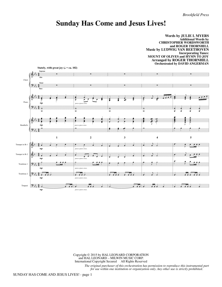 Sunday Has Come and Jesus Lives! - Full Score Choir scores gallery preview page 1
