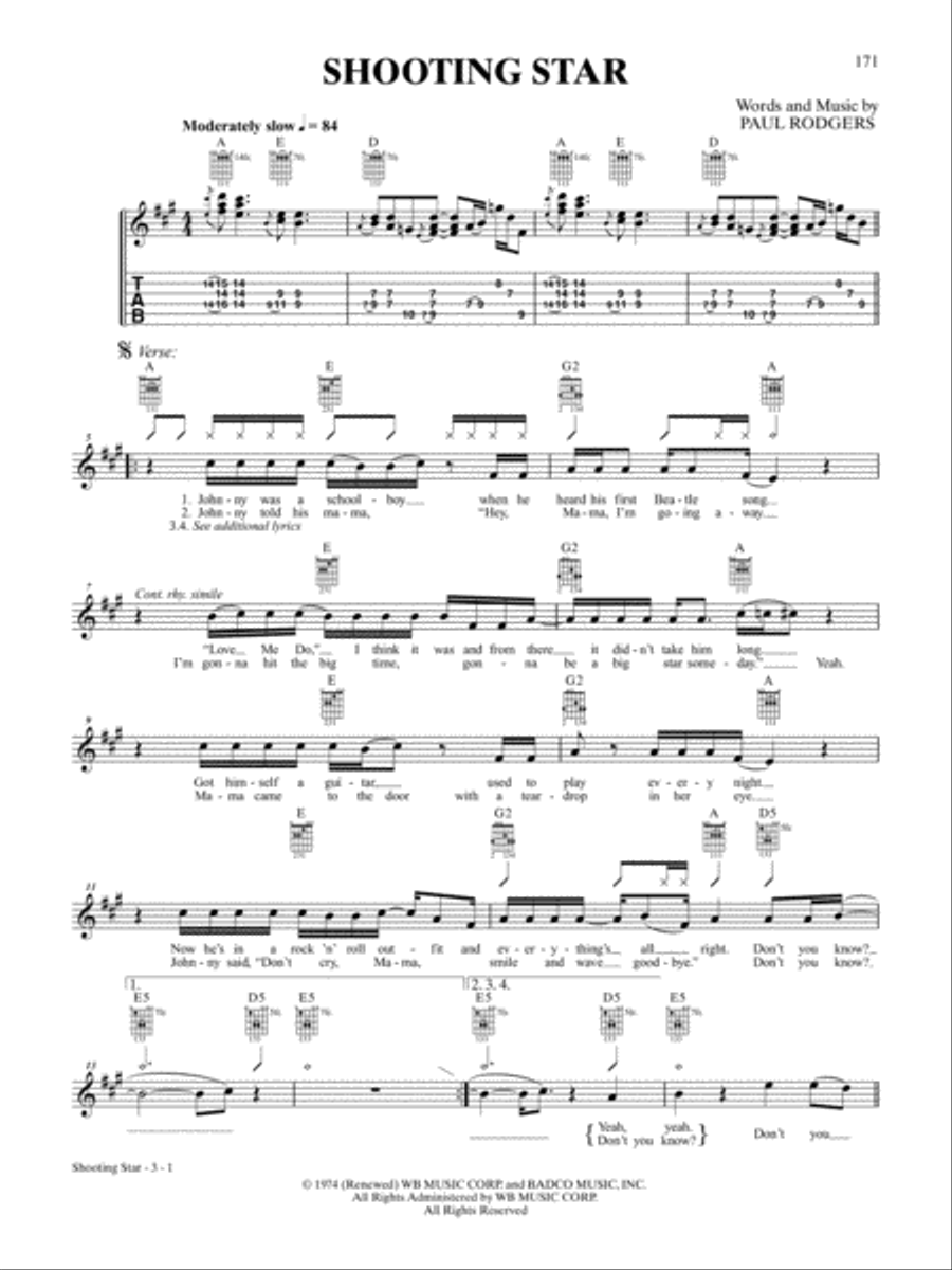 Shooting Star Guitar Tablature scores gallery preview page 1
