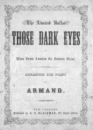 Book cover for Those Dark Eyes. The Admired Ballad
