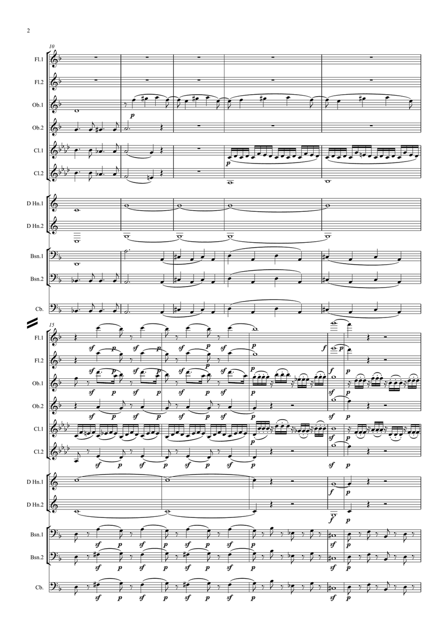 Mozart: Don Giovanni Overture K527 - wind dectet Large Ensemble scores gallery preview page 2