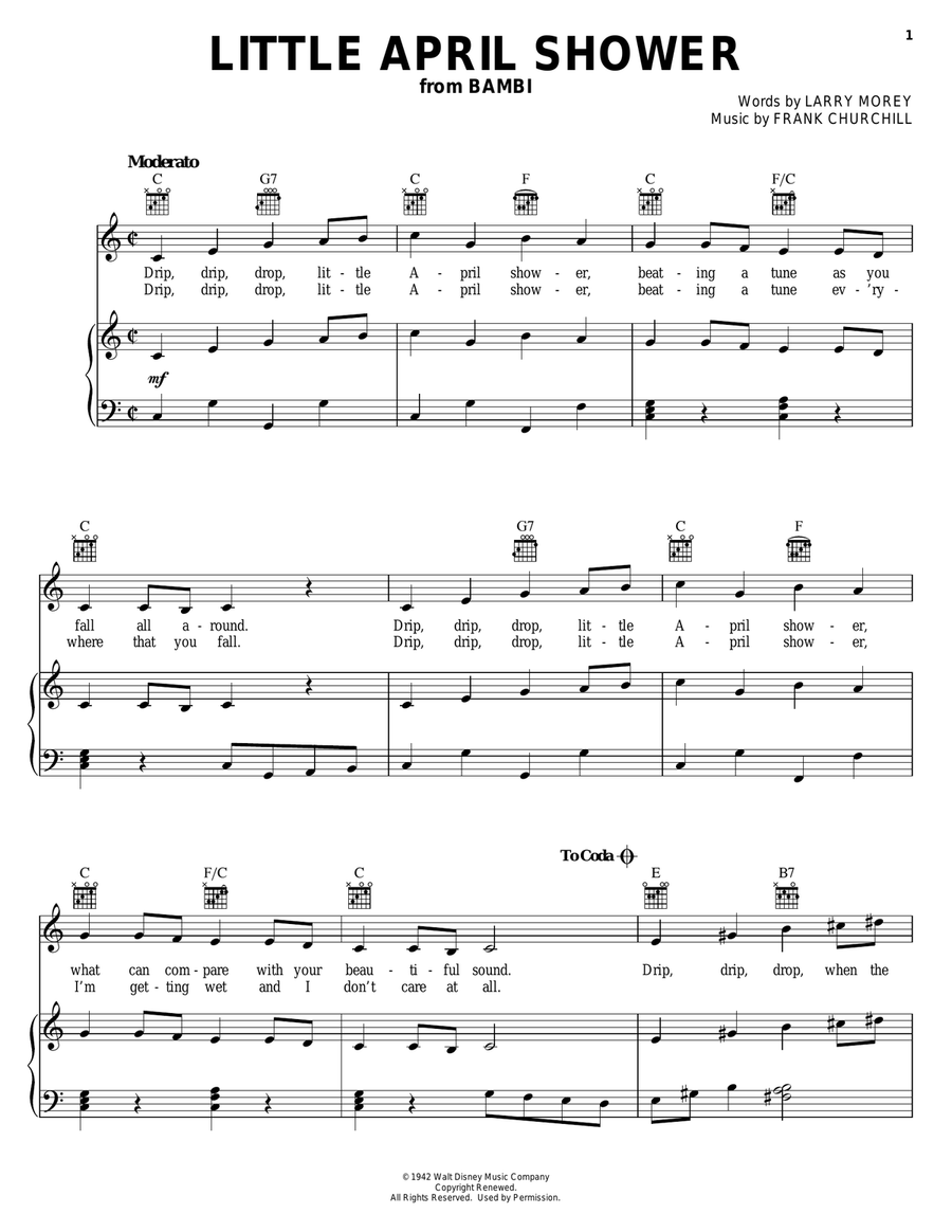 Little April Shower Piano, Vocal, Guitar scores gallery preview page 1