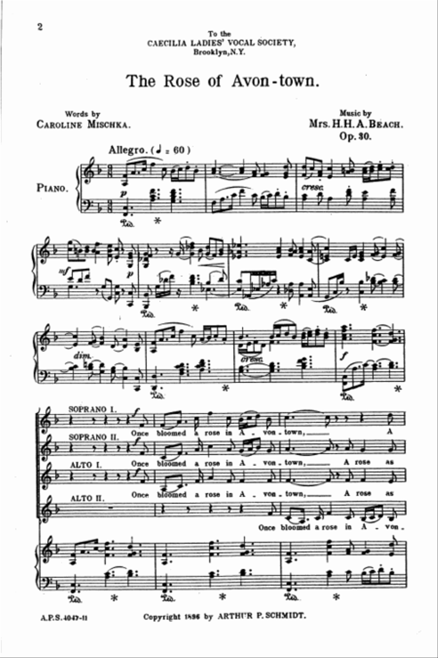 The Rose of Avontown, Op. 30 SSAA scores gallery preview page 2