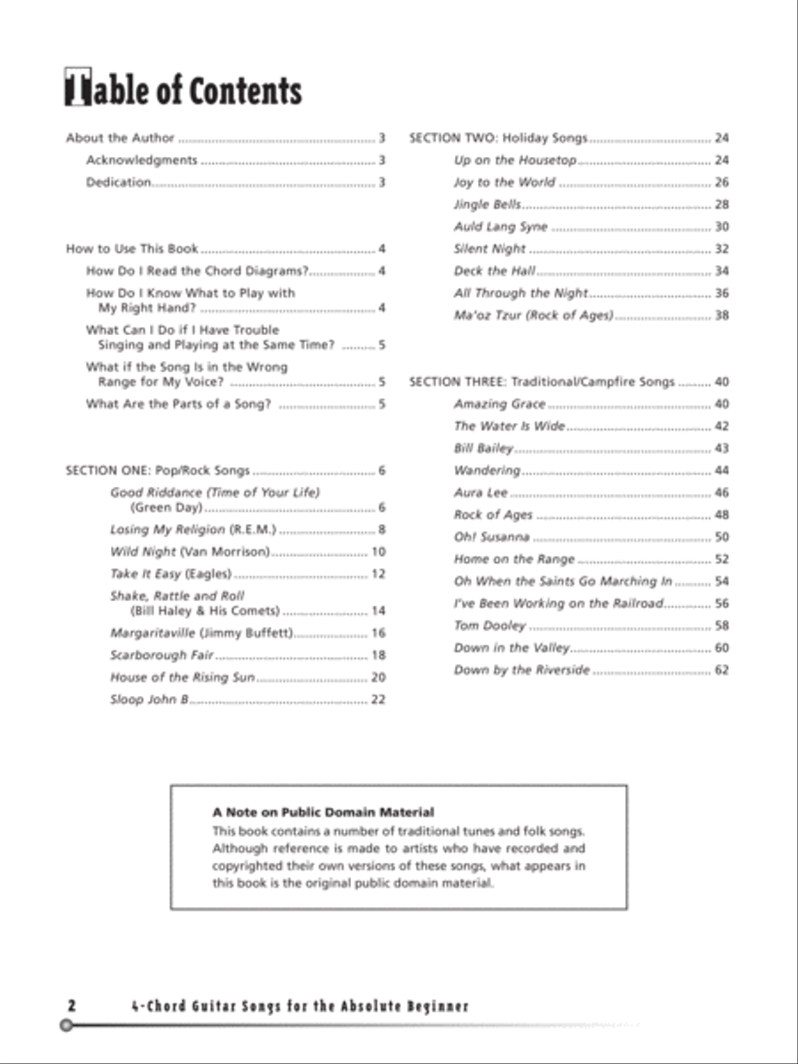 4-Chord Songs for the Absolute Beginner Guitar scores gallery preview page 2