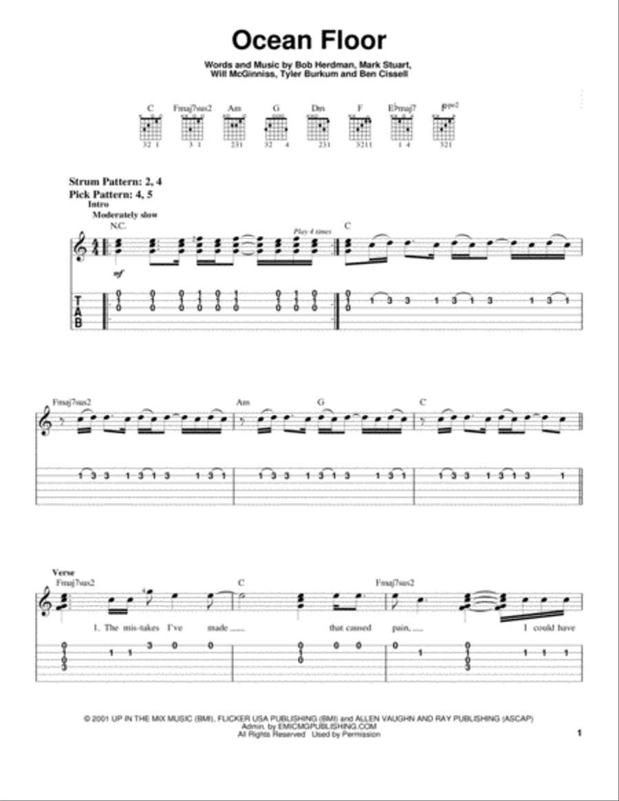 Ocean Floor Ocean Floor Acoustic Guitar scores gallery preview page 1