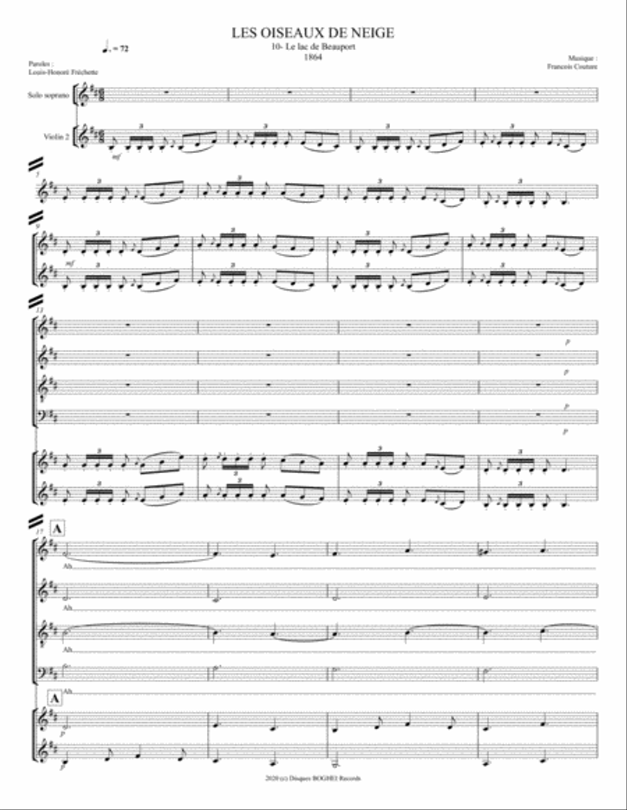 LES OISEAUX DE NEIGE - Le lac de Beauport 4-Part scores gallery preview page 1