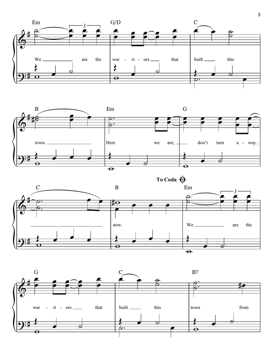 Warriors Easy Piano scores gallery preview page 3
