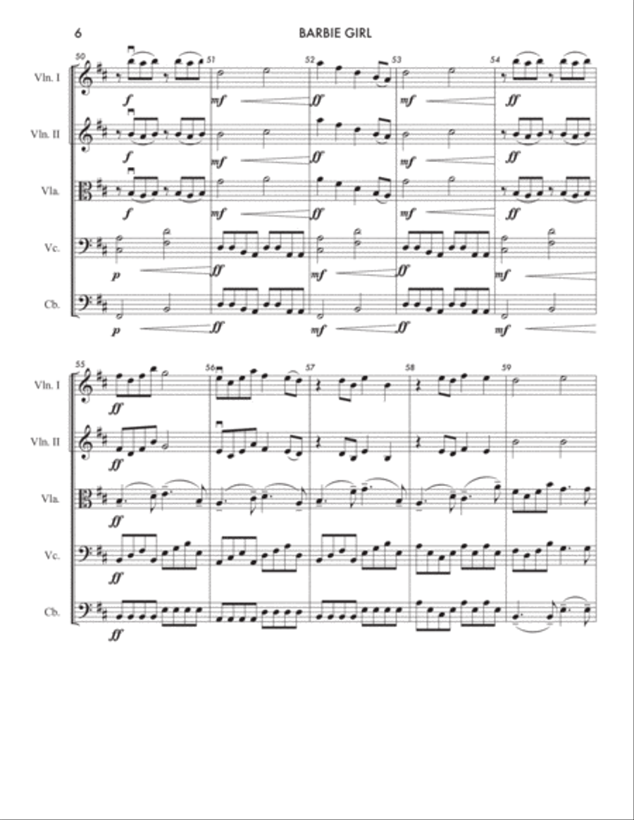 Barbie Girl String Orchestra scores gallery preview page 6