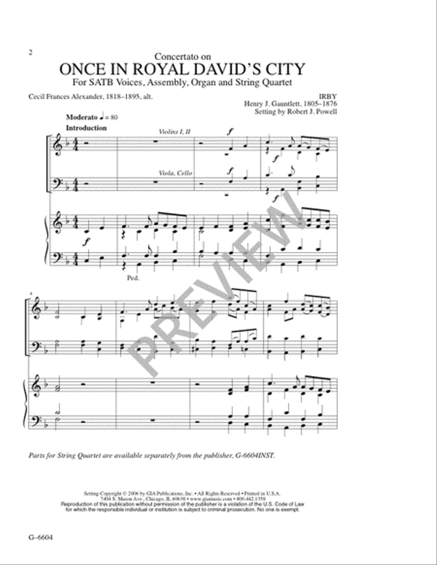 Once in Royal David's City 4-Part scores gallery preview page 2