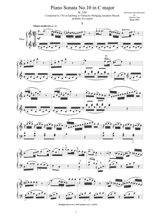Book cover for Mozart - Piano Sonata No.10 in C major K 330 - Complete score