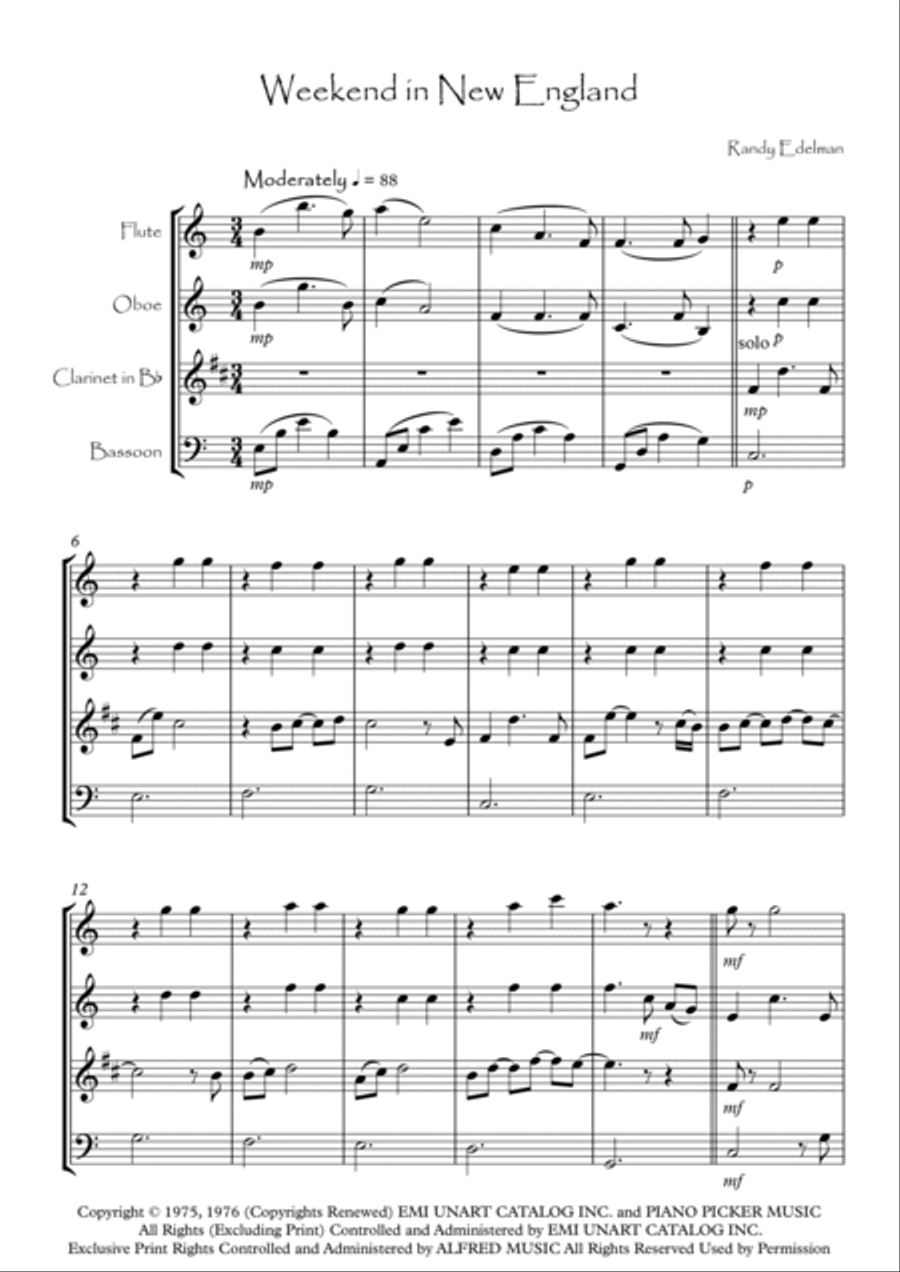 Weekend In New England Woodwind Quartet scores gallery preview page 2