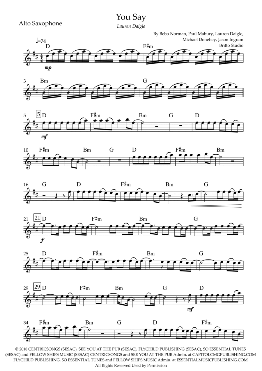 You Say B-Flat Trumpet scores gallery preview page 1