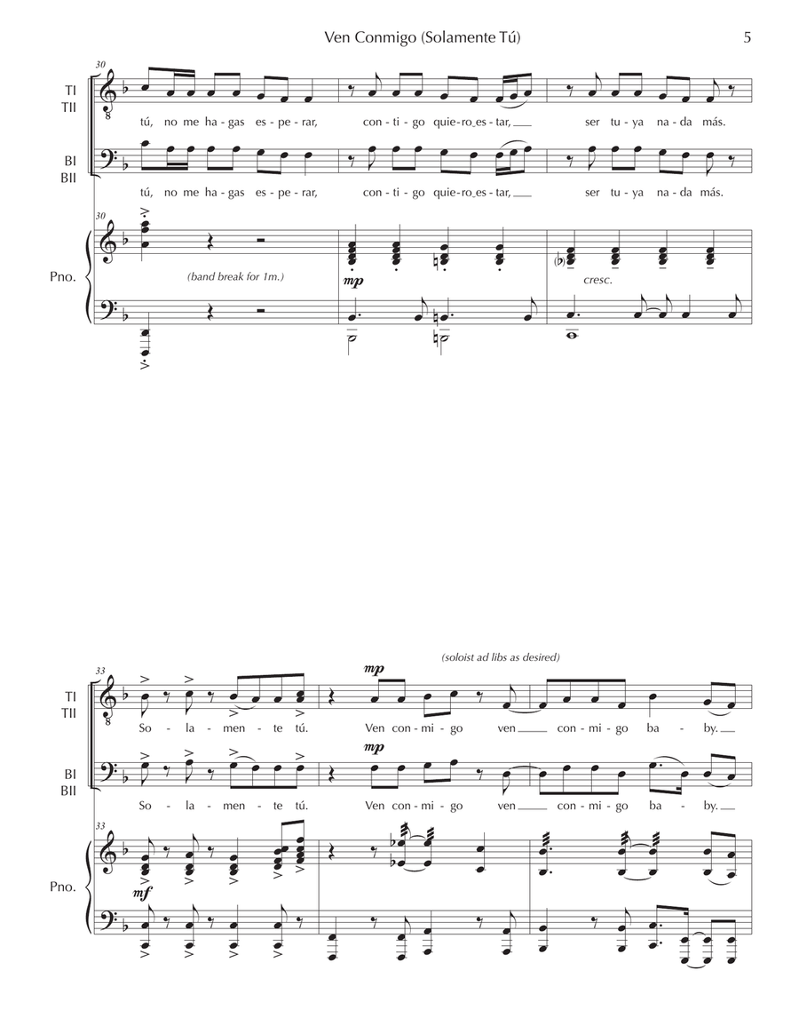 Ven Conmigo (solamente Tu) TTBB scores gallery preview page 5