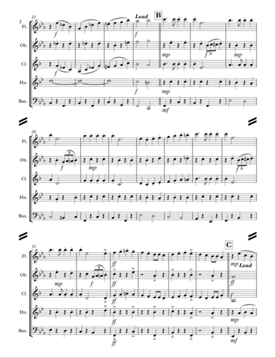 We Need A Little Christmas Woodwind Quintet scores gallery preview page 3